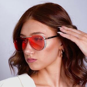 Stylish SAGII (sauh-jee) Pomegranate Red Aviator Sunglasses